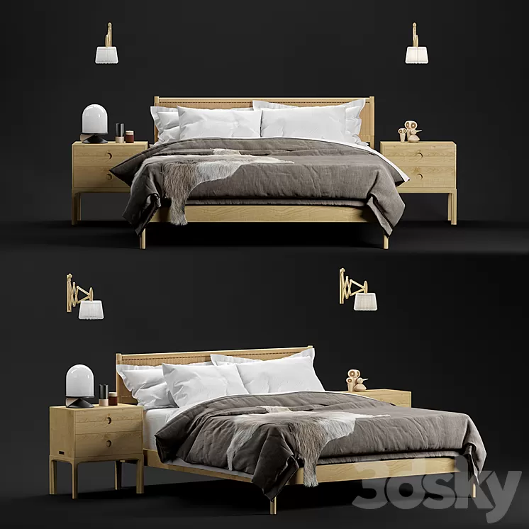Klassik Papercord Bed Oak 3D Model