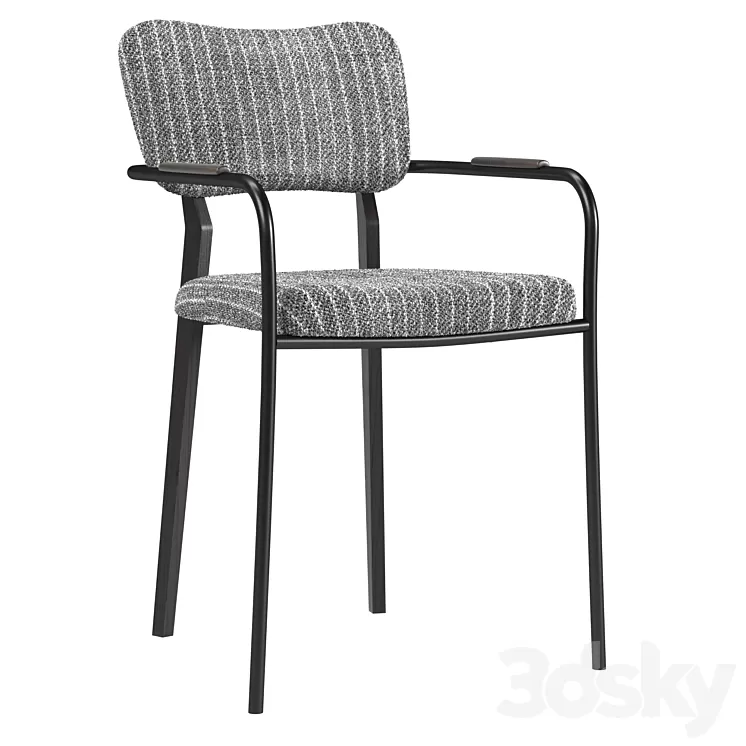 Klee Gray Bouclé Dining Chair 3D Model Free