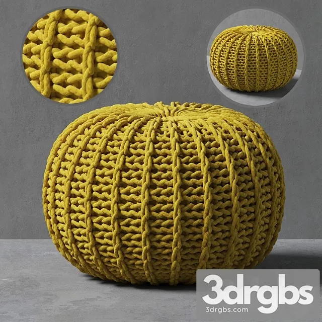 Knitted pouf 2 3D Model Free