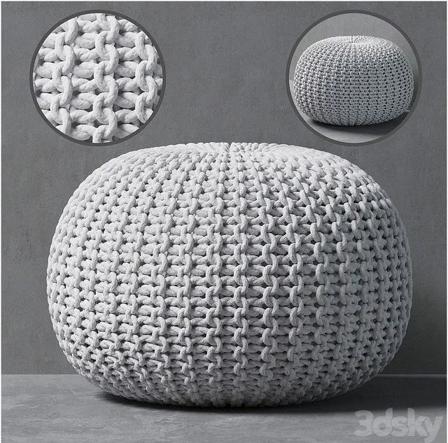 Knitted pouf 3D Model