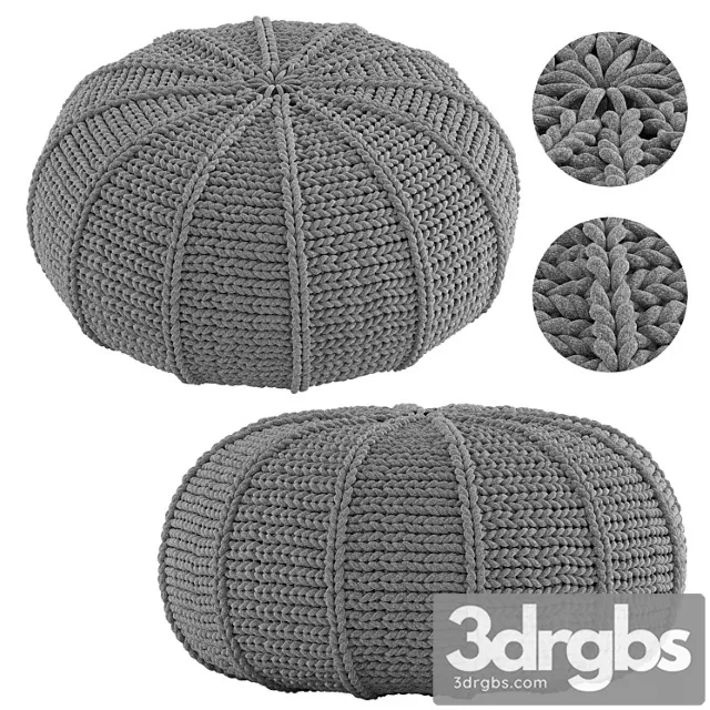 Knitted pouf zen pebble 2 3D Model Free