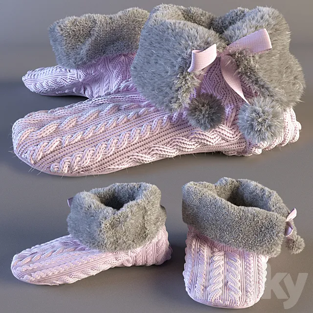 Knitted slippers 3D Model