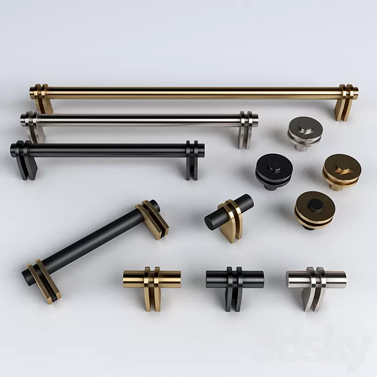 Knob House V12 Furniture Handle Set 3D Model