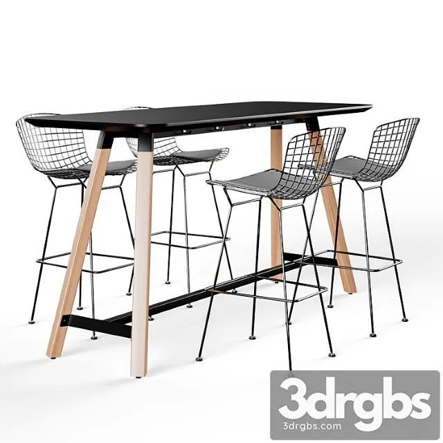 Knoll Bertoia Barstool Rockwell Unscripted Tall Table 3D Model Free