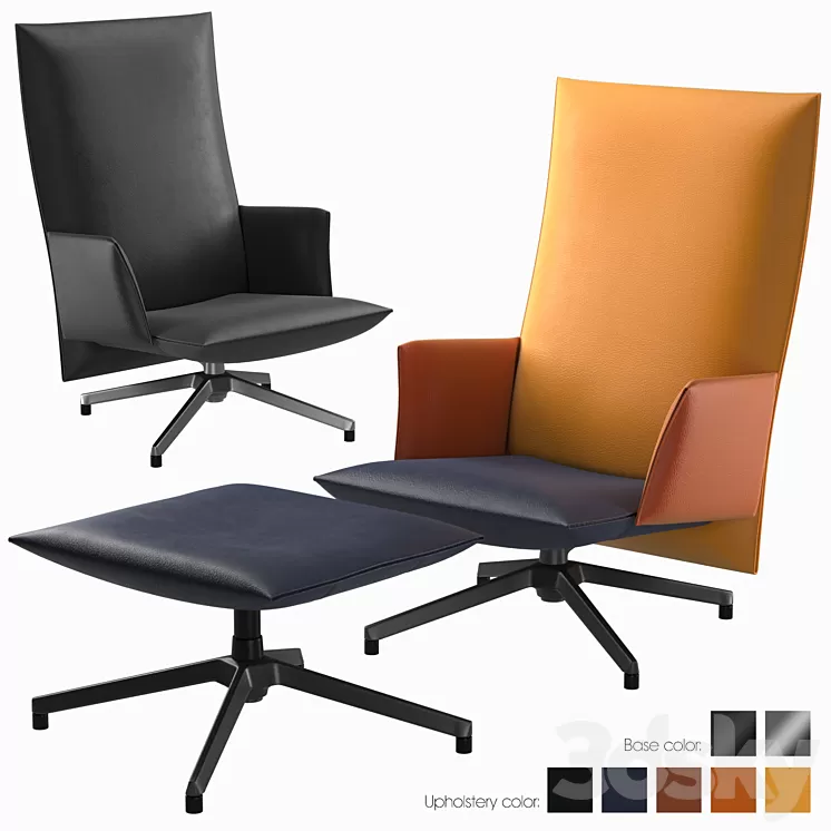 KNOLL Pilot armchair Upholstered + Ottoman 3D Model