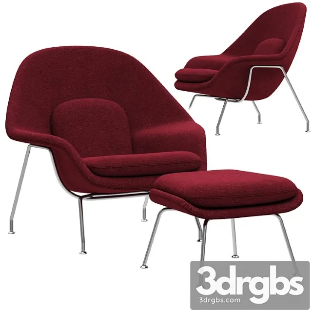 Knoll saarinen womb chair and ottoman 3D Model Free