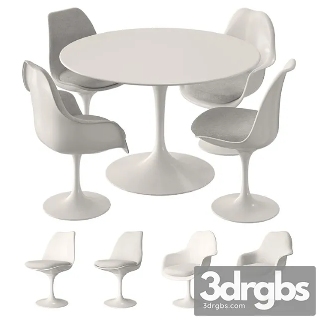 Knoll Tulip Table Set 3D Model Free