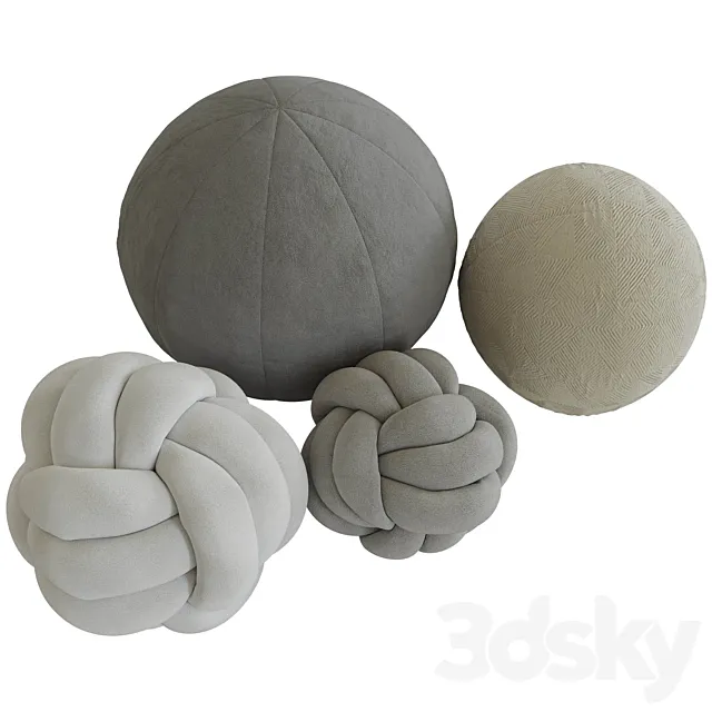 Knot pillow and sphere pillow 3D Model