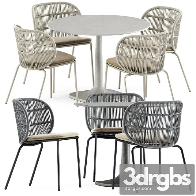 Kodo Dining Chairs By Vincent Sheppard And Fiore Outdoor Table By Bebitalia 3D Model Free