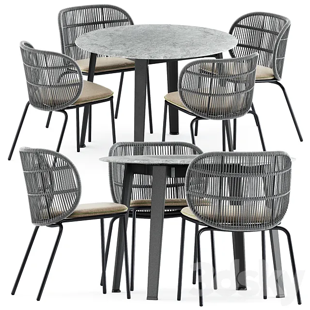 Kodo dining chairs by Vincent Sheppard and Ginepro round Outdoor table by bebitalia 3D Model