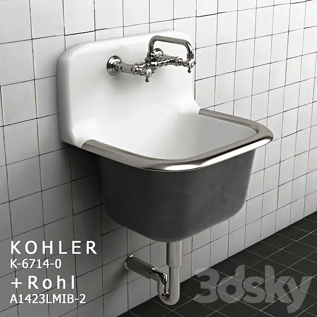 Kohler K-6714-0 + Rohl A1423LMIB-2 3D Model