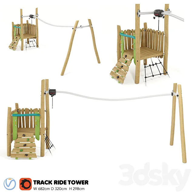 KOMPAN. TOWER WITH A CABLE ROAD 3D Model