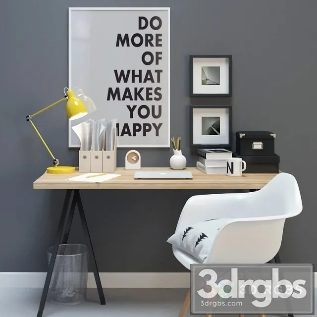 Kompis Magida Desk and Chair 3D Model Free