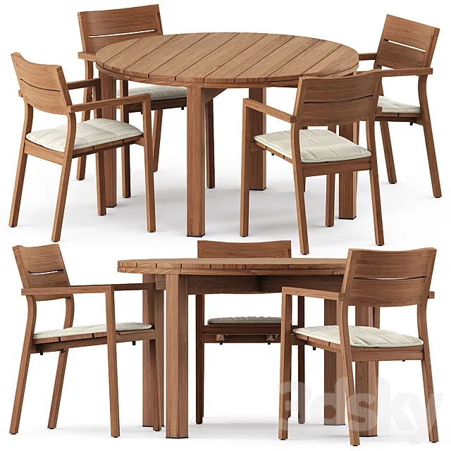 KOS armchair Table Kos Teak by Tribu 3D Model