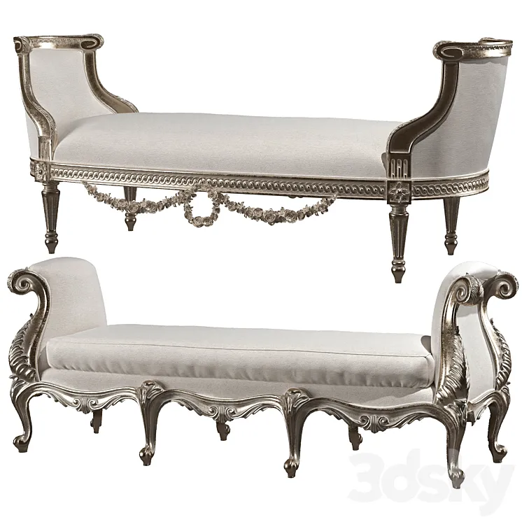 kosovart rococo bench 3D Model Free