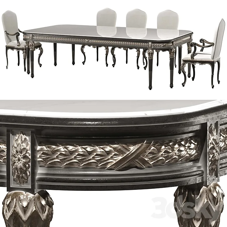 kosovart victoria dining table and chair 3D Model Free