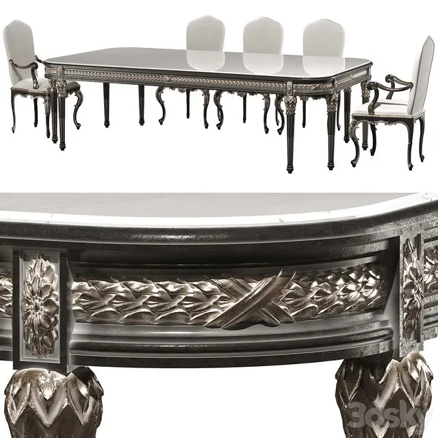 Kosovart victoria dining table and chair 3D Model