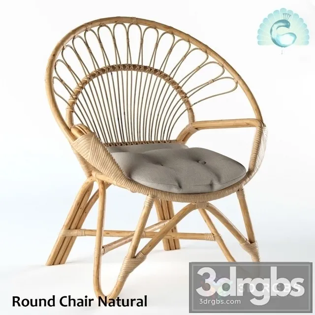 Kouboo Armchair Round Rattan Loop Armhair 3D Model Free