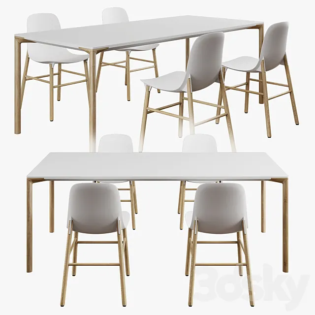 Kristalia set 003 boiacca wood + sharky 3DModel