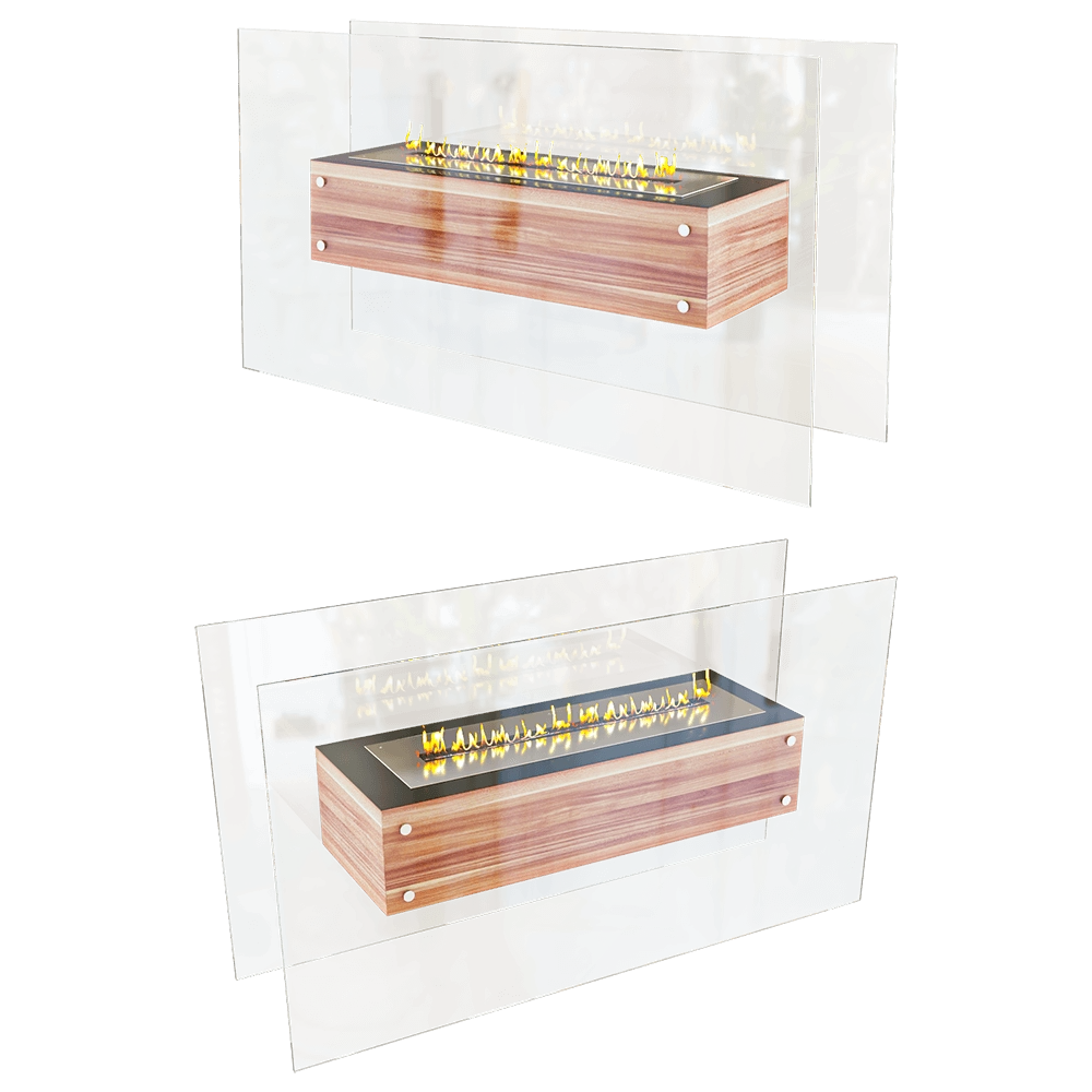 Kronco - Floor biofireplace Oak Glass 3D Model