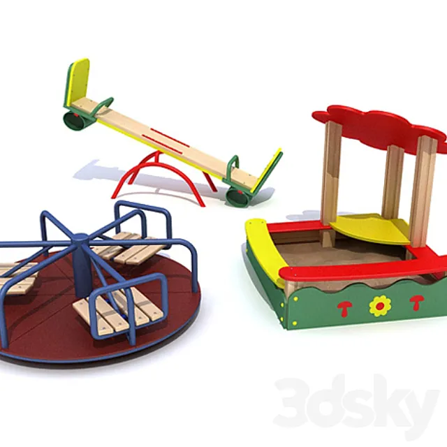Ksil sandbox. turntables. rocking chair 3DModel