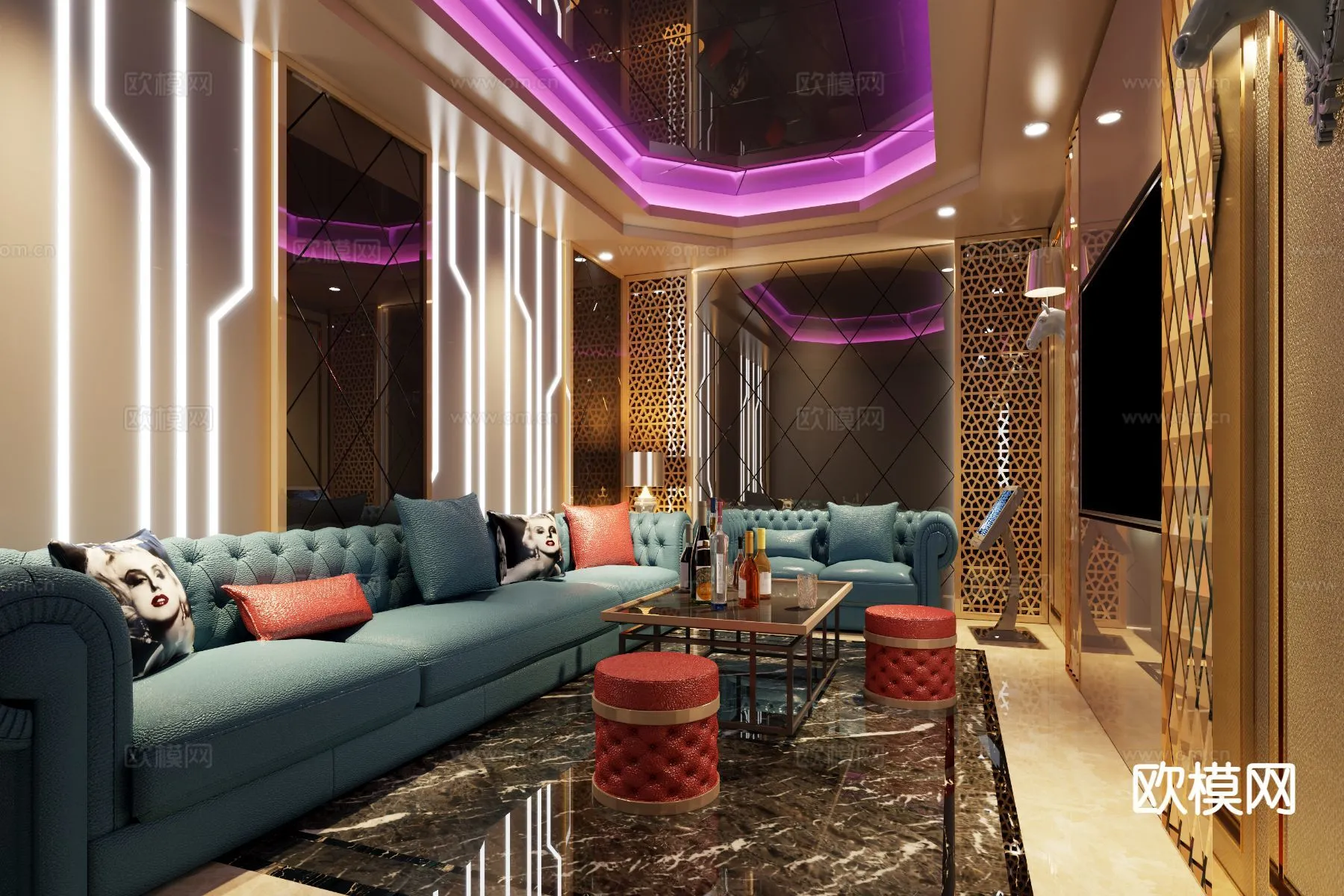 KTV Interior 3D Models - Karaoke - 033 - VRAY Render