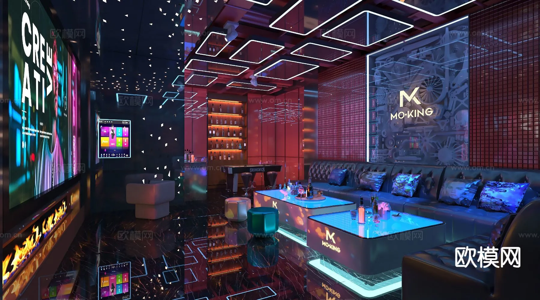 KTV Interior 3D Models - Karaoke - 034 - VRAY Render
