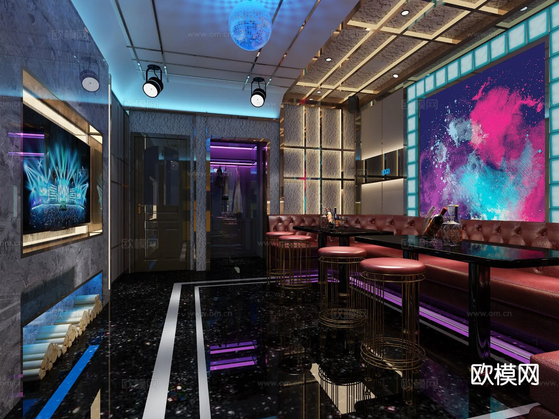 KTV Interior 3D Models - Karaoke - 041 - VRAY Render