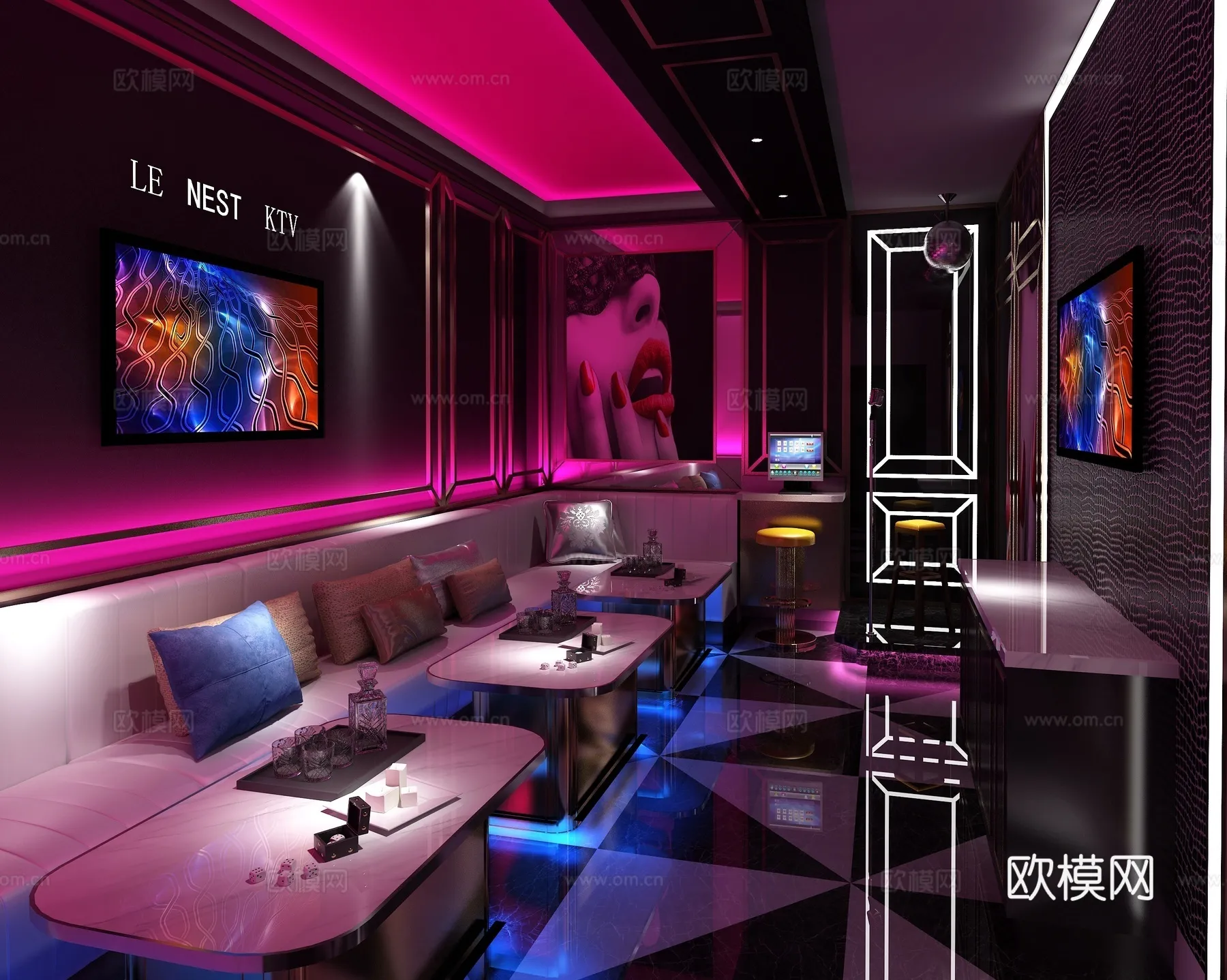 KTV Interior 3D Models - Karaoke - 090 - VRAY Render