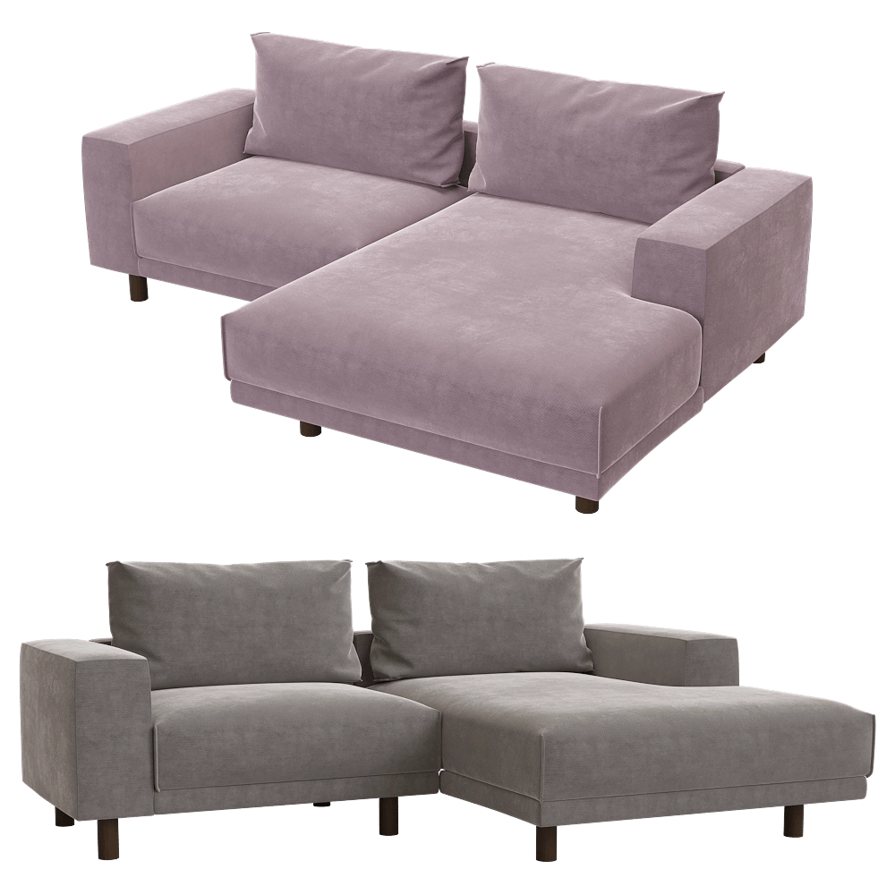 KULT  - 3-seater fixed sofa with a daybed Fran 3D Model