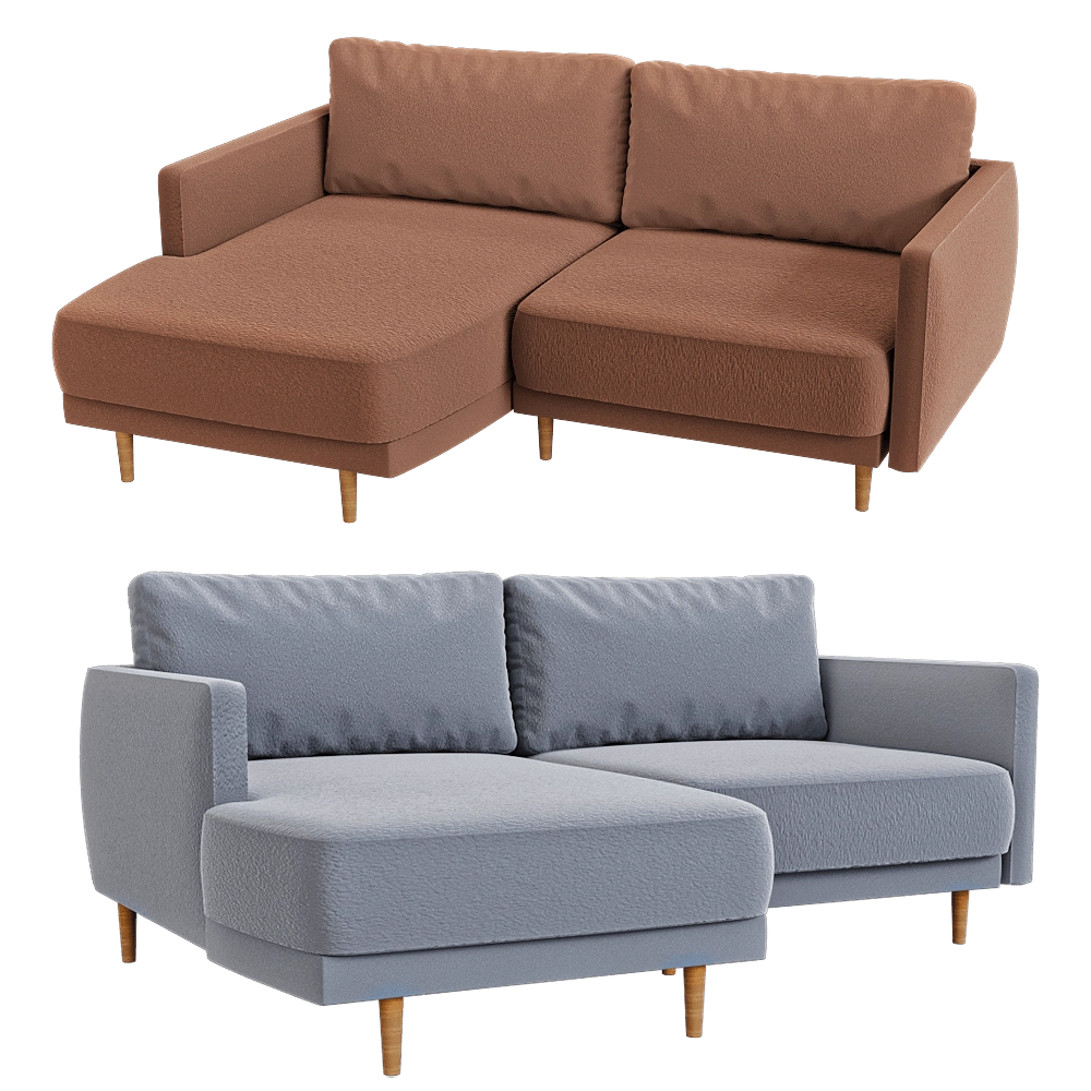 KULT  - 3-seater fixed sofa with a daybed Rene 3D Model