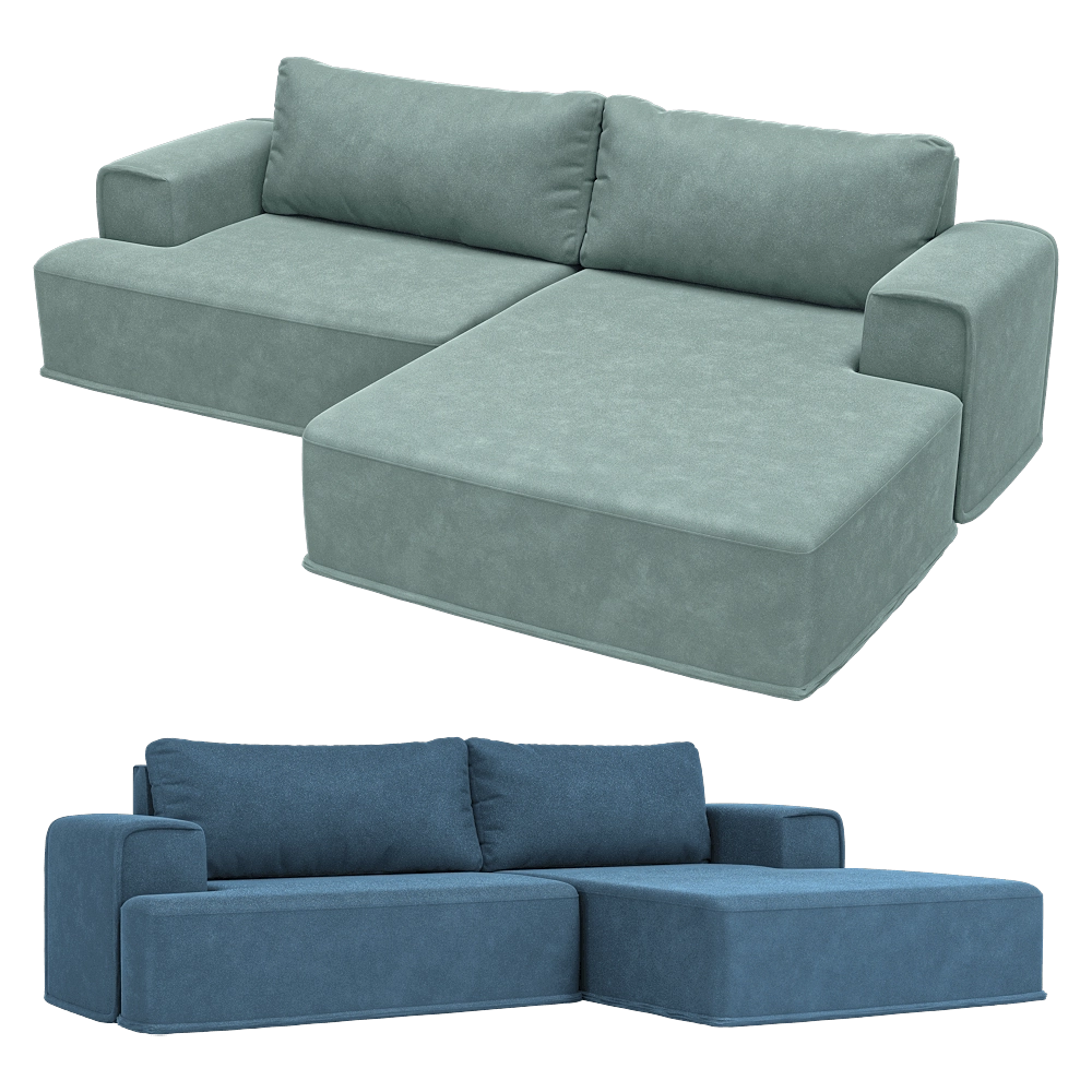 KULT  - 3-seater fixed sofa with a daybed Ruffo 1 3D Model