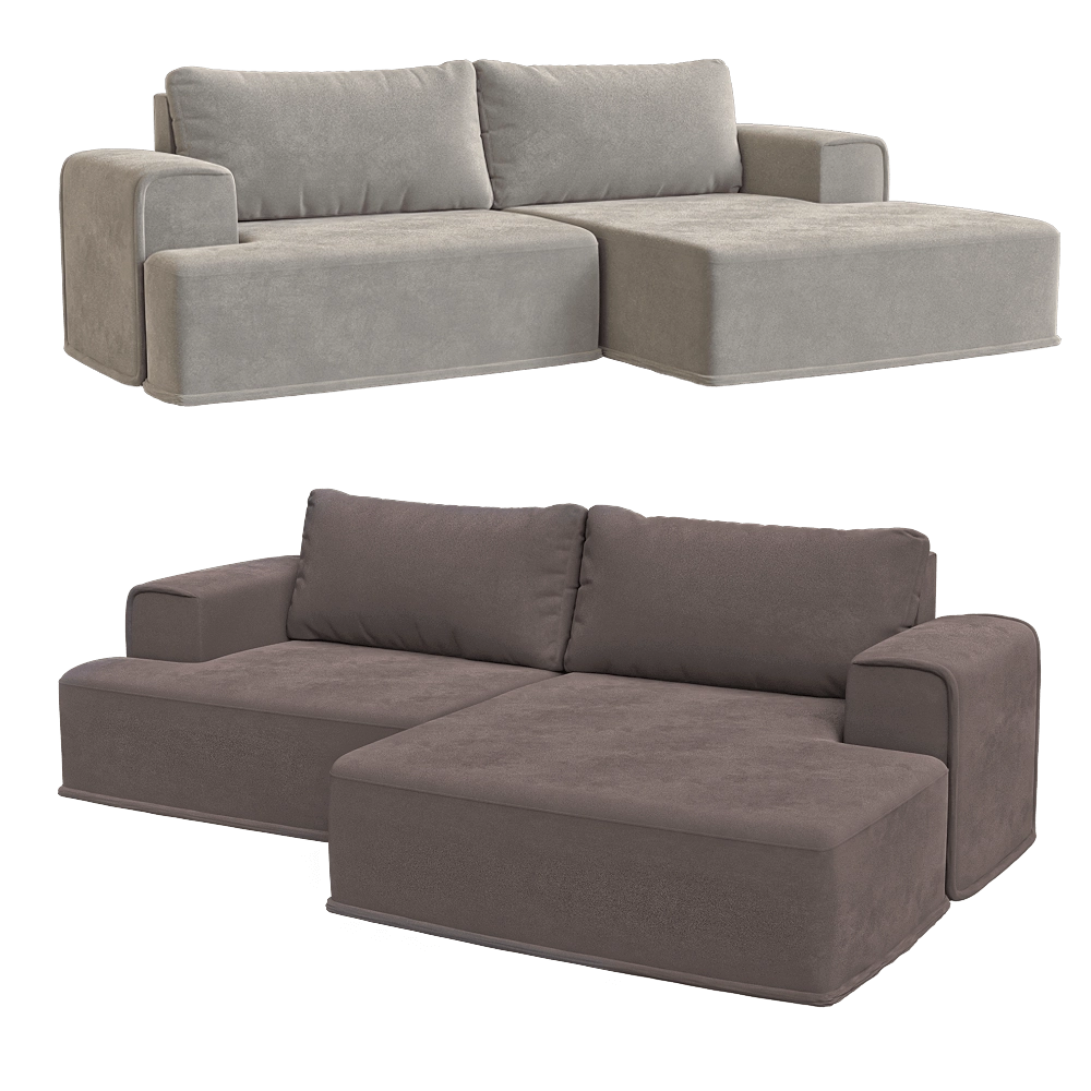 KULT  - 3-seater fixed sofa with daybed Ruffo 2 3D Model