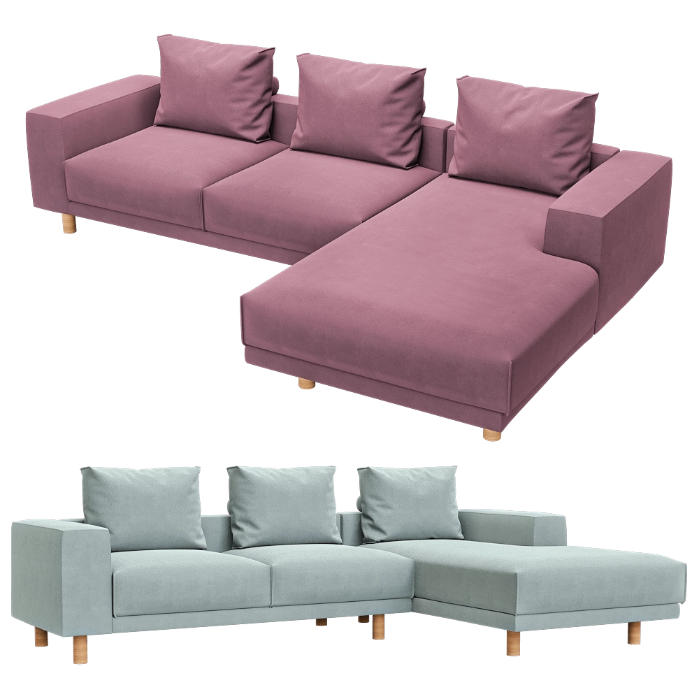 KULT  - 4-seater fixed sofa with a daybed Fran 3D Model