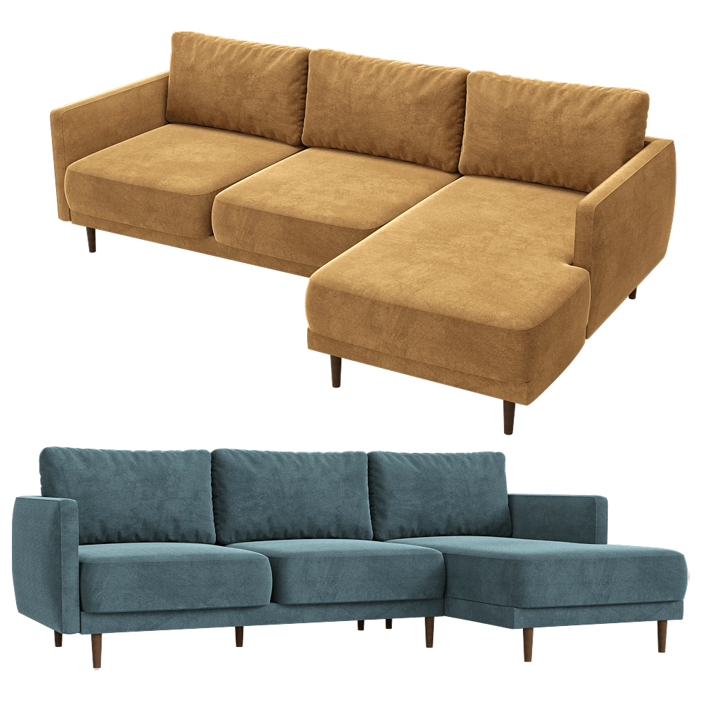 KULT  - 4-seater fixed sofa with a daybed Rene 3D Model