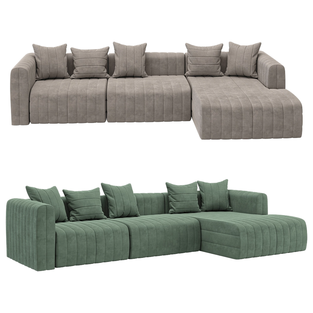 KULT  - 4-seater fixed sofa with daybed Bardi 3D Model