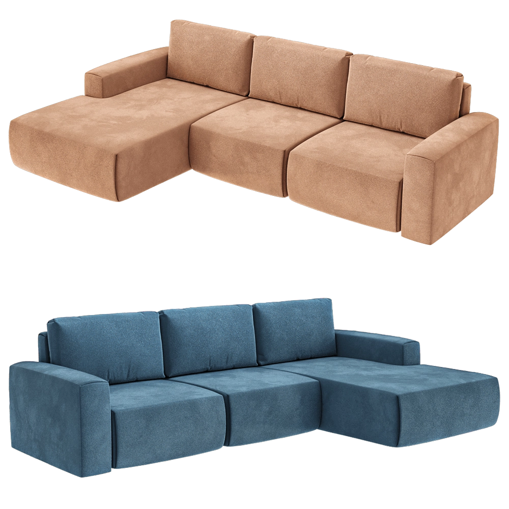 KULT  - 4-seater sofa with daybed Aldo 3D Model