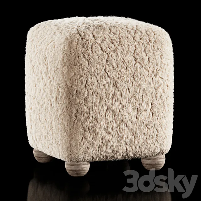 L Enchere Square Wool Ottoman 3DModel