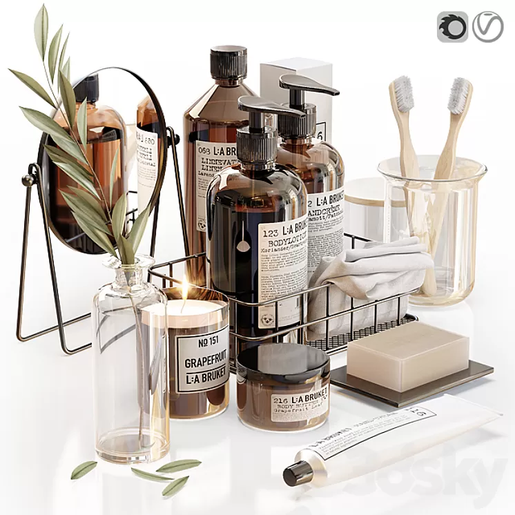 LA Bruket decor set for bathroom black 3D Model
