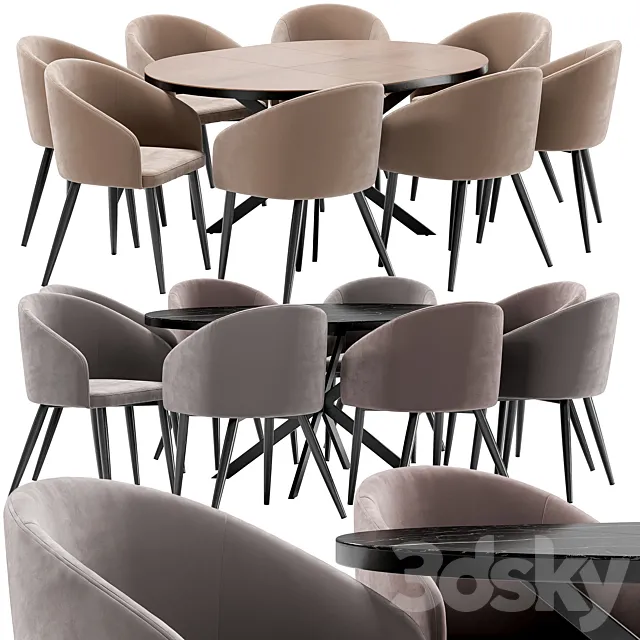 La fontain dining chair and Astra table 3D Model