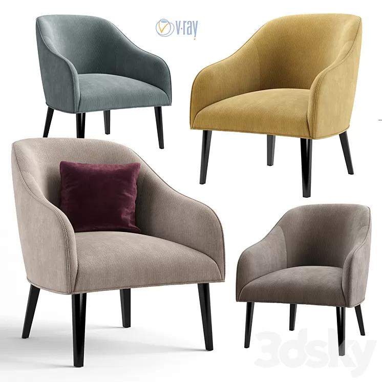 La Forma. LOBBY Bobly corduroy armchair. 3D Model