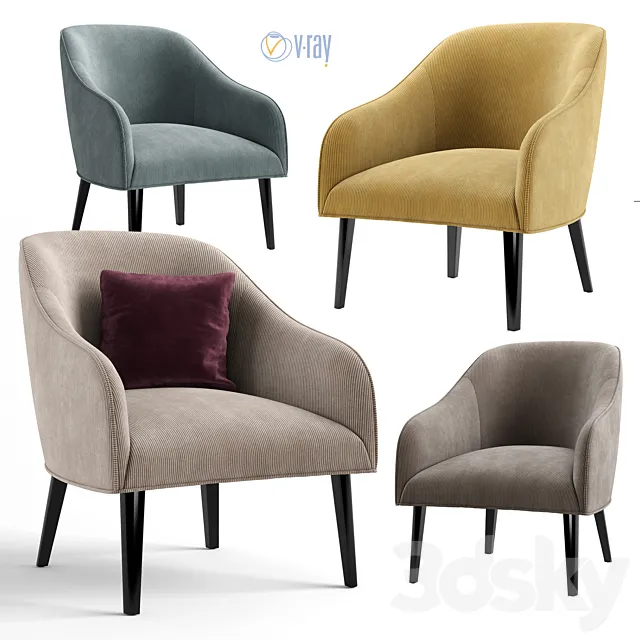 La Forma. LOBBY Bobly corduroy armchair. 3DModel