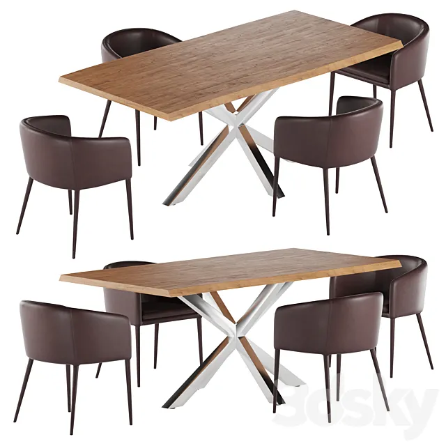 La forma table Arya & Harmon chair dining set 1 3DModel