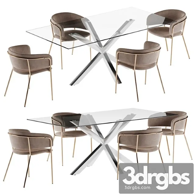 La forma table arya & konnie chair dining set 2 2 3D Model Free