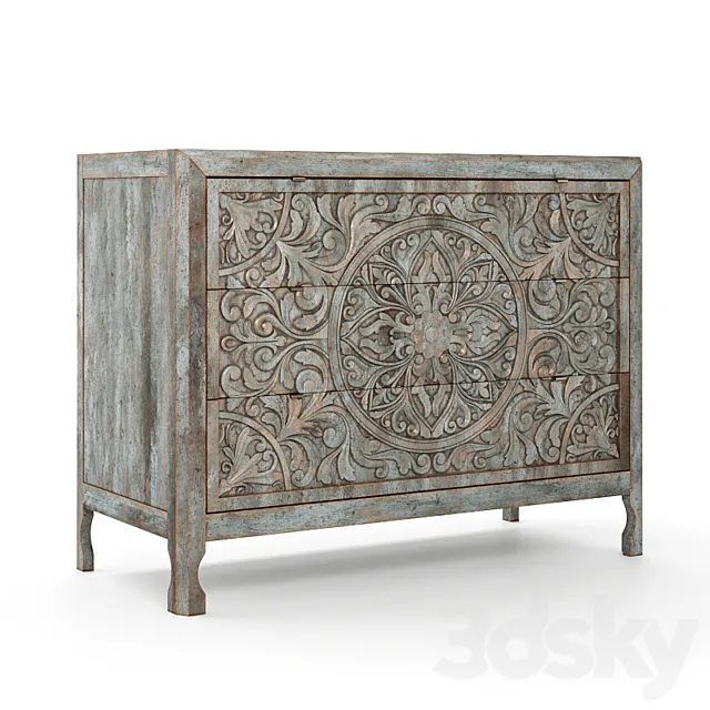 La Grange Lockhart Three-Drawer Accent Chest 3D Model