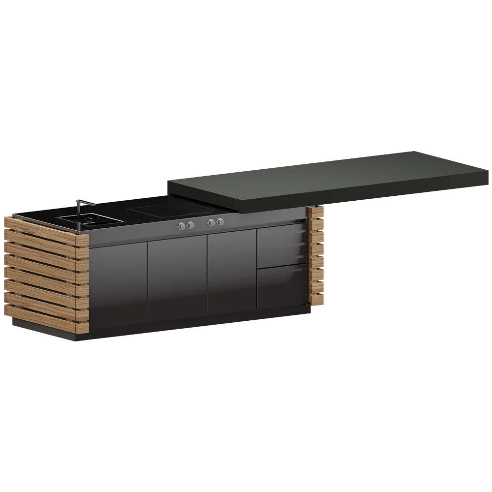 Laboratorio Mattoni - Integrated system for cooking and storage with sliding top Ludovica 3D Model