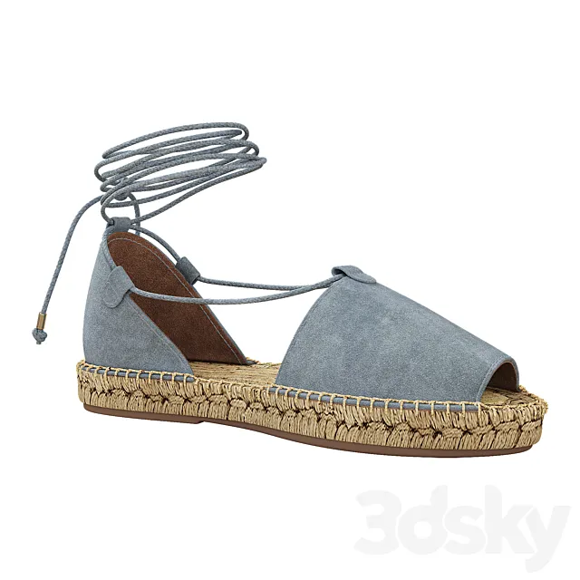 Lace up Espadrilles Alma Blue Sandals 3D Model