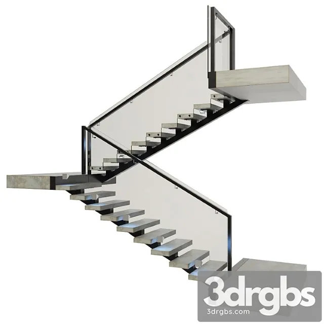 Ladder made of concrete metal and glass with backlight illuminated profi led ip44 3D Model Free