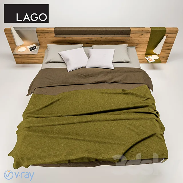 Lago Air Wildwood Bed + Bench 3D Model