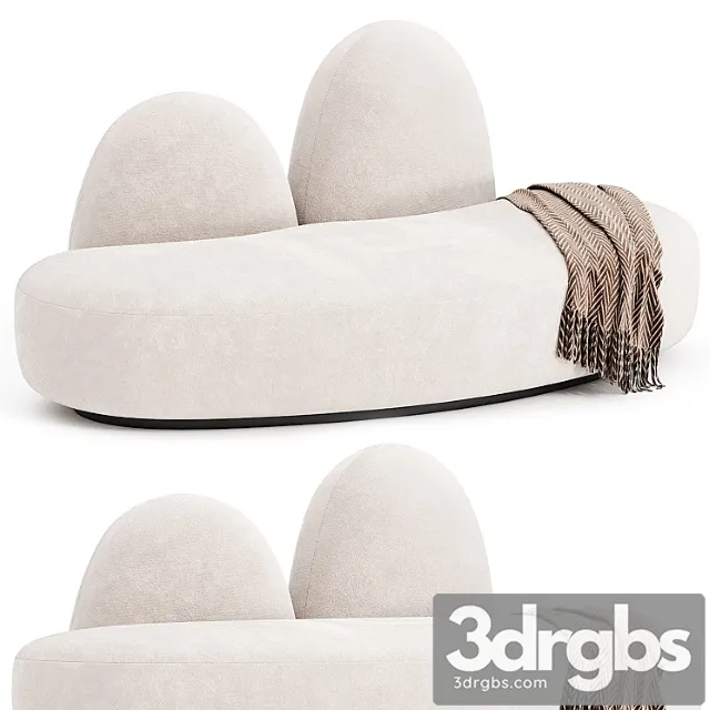 Lagu Fuyu Curved 2 Seater Fabric Sofa 3D Model Free